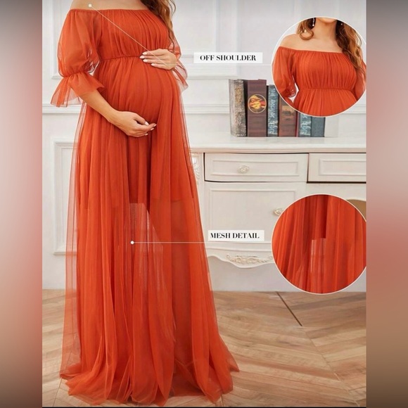 Elegant Orange Maternity Dress - Picture 4 of 5